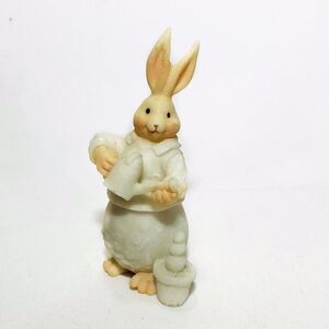 Anthropomorphic Bunny Rabbit Resin Figurine with Watering Can